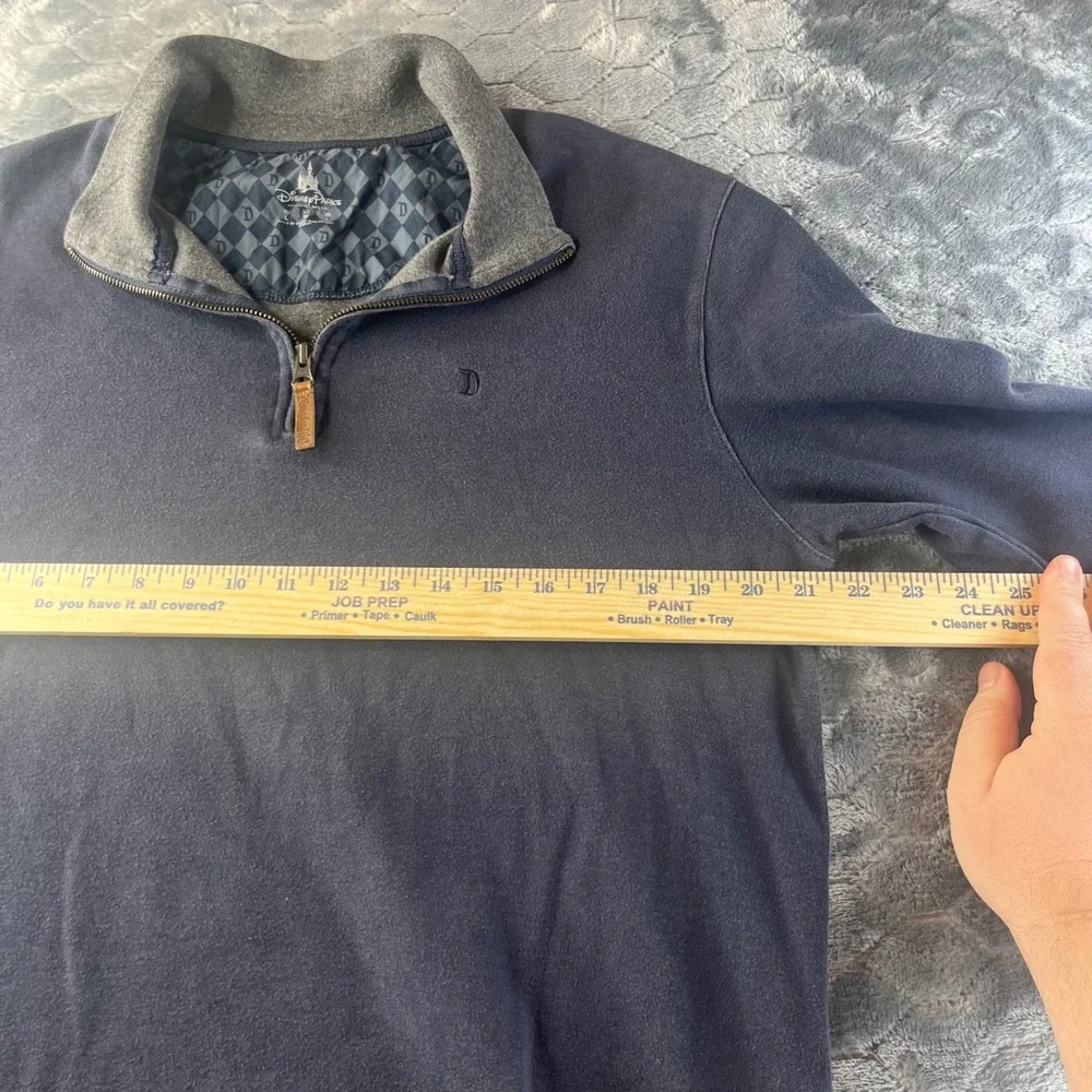 Disney Parks Quarter Zip Pullover Mens M Navy Blue Disneyland 60th Anniversary